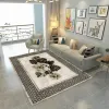 Modern and simple European-style waterproof carpet, crystal velvet high-definition printed absorbent carpet, living room and study floor mat Item Picture